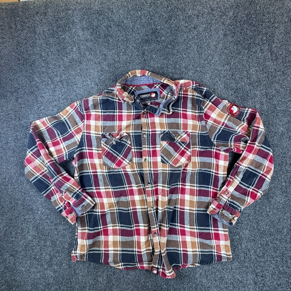 Canada Weather Gear Flannel Shirt Mens XL Multicolor Plaid Cotton Button Up
